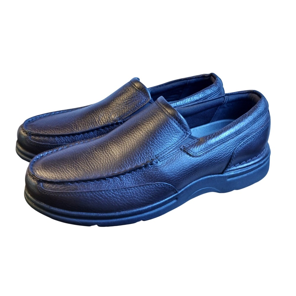 Rockport Mens Eureka Plus Slip On Black Leather Loafers CI9204 10.5W Wide NEW